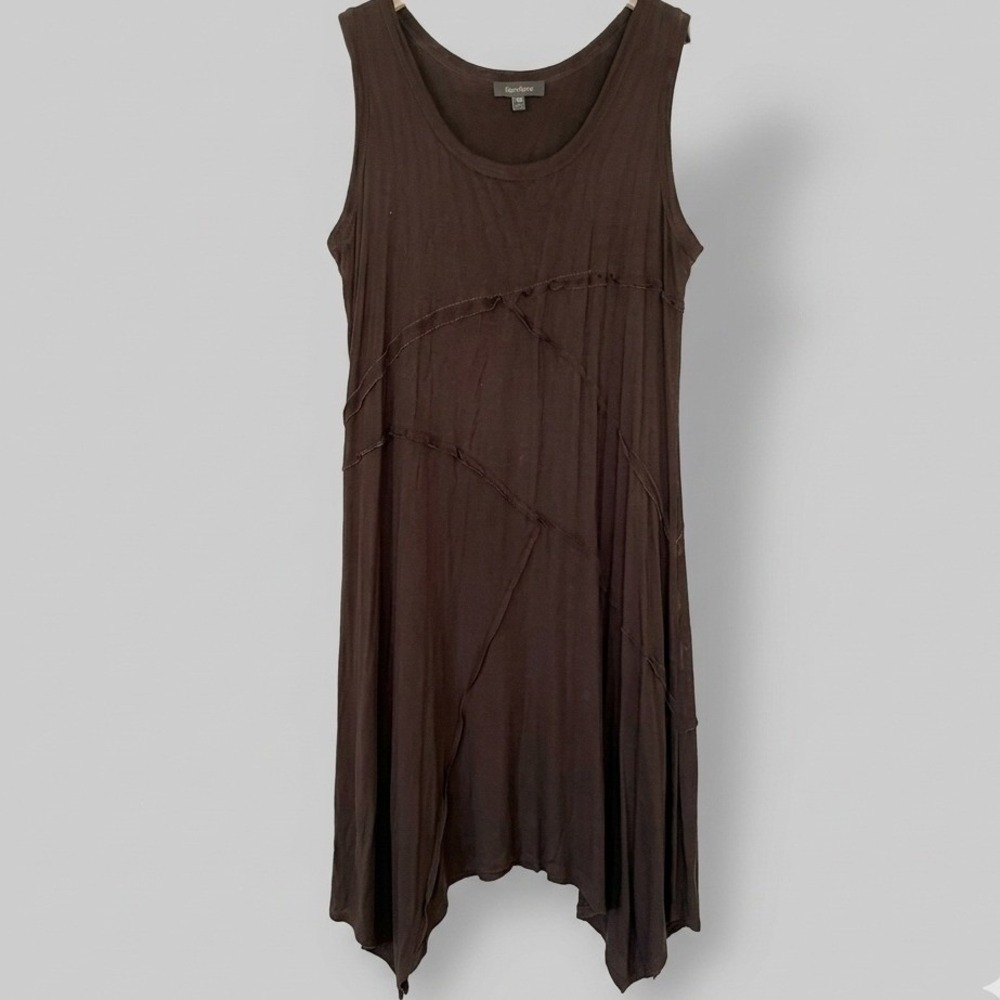 Karen Kane 2X Black Asymmetrical Raw Seam Midi Lagenlook Dark Fairycore